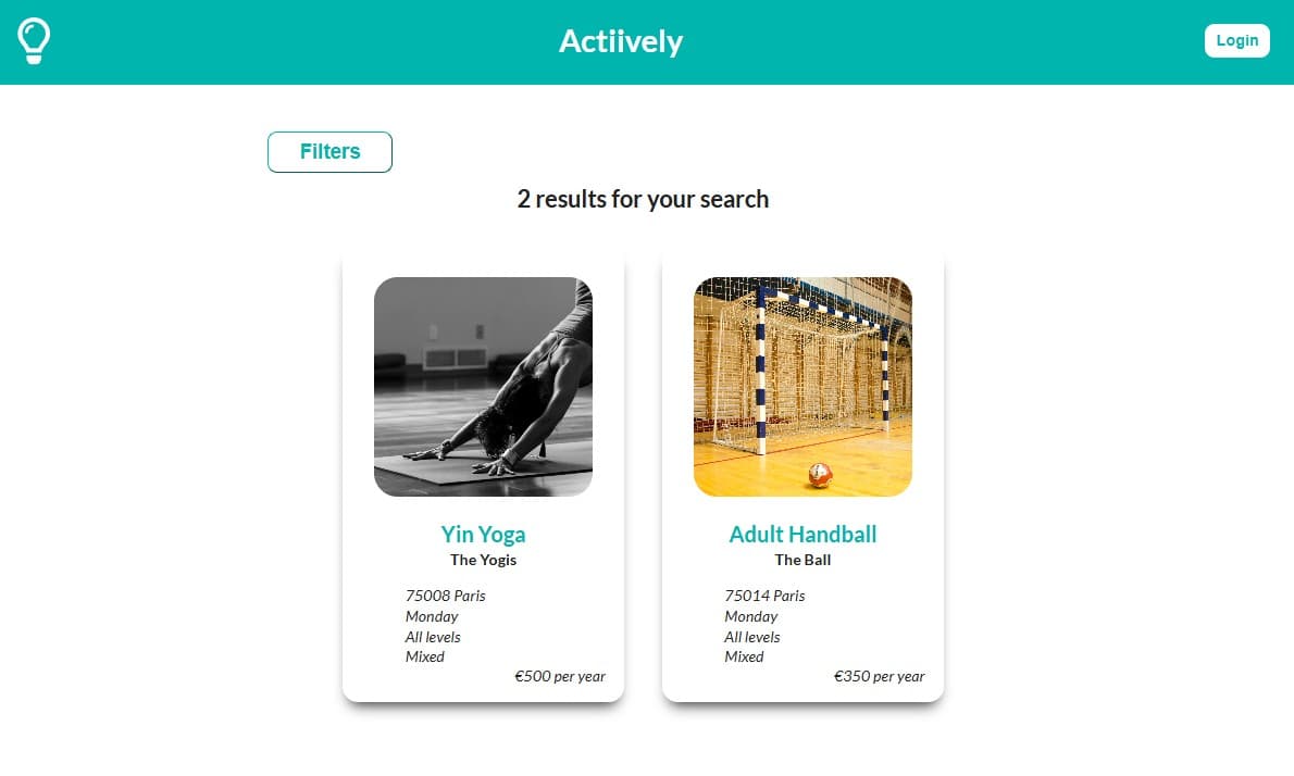 Actiively results page